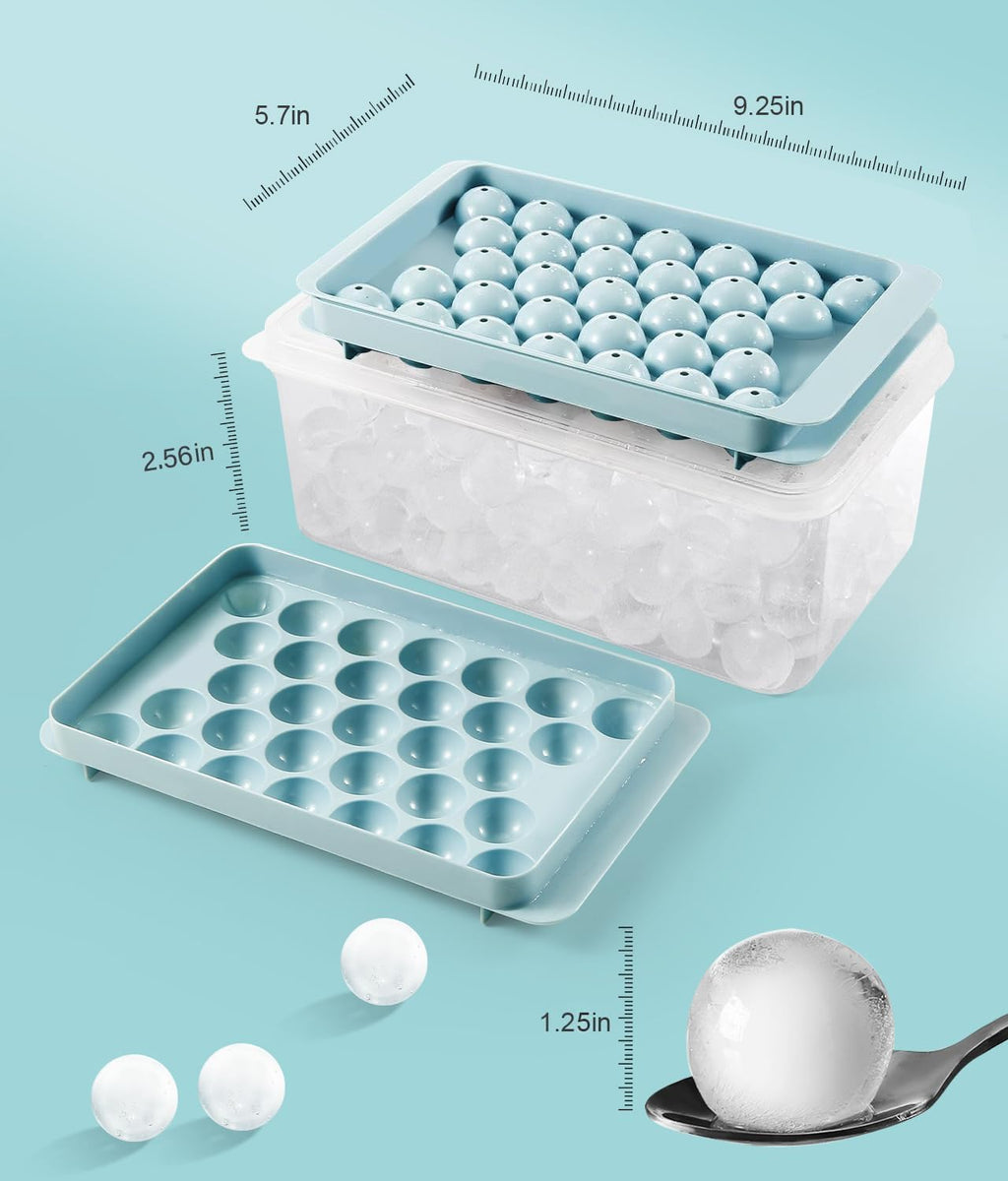 Ice Cube Tray with Lid and Bin – Round Ice Cube Trays for Freezer