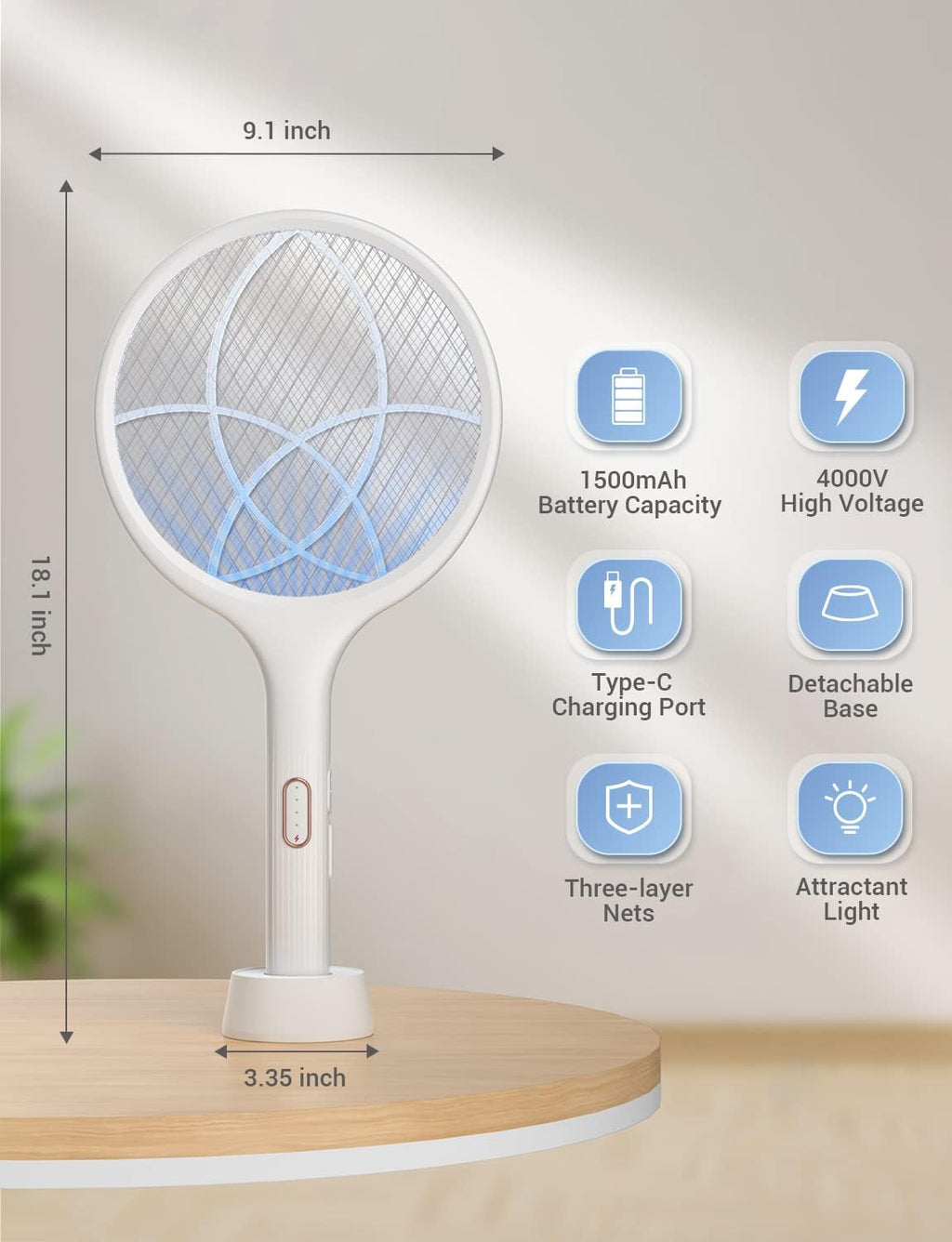 Bug Zapper Racket Dual Modes